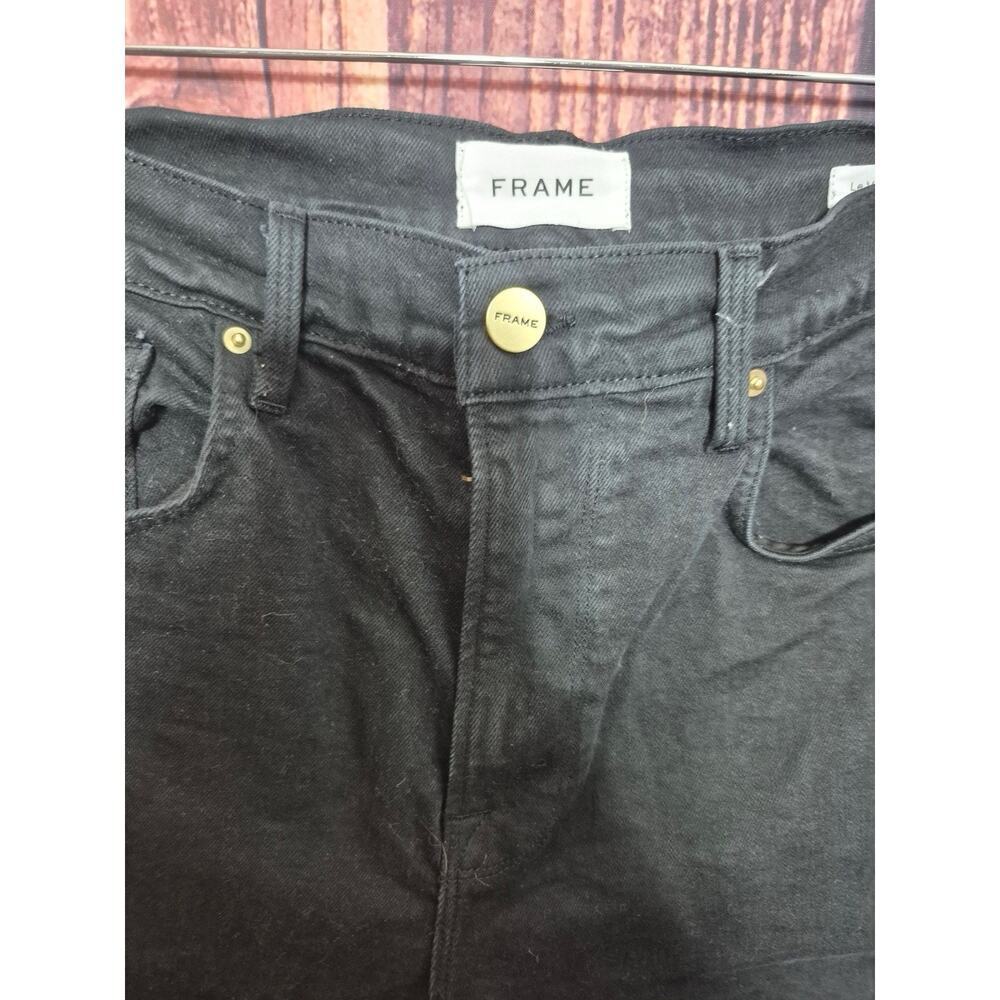 Frame Women's Black Le Vintage Bermuda Raw Edge Denim Shorts Size 28 - Picture 2 of 9